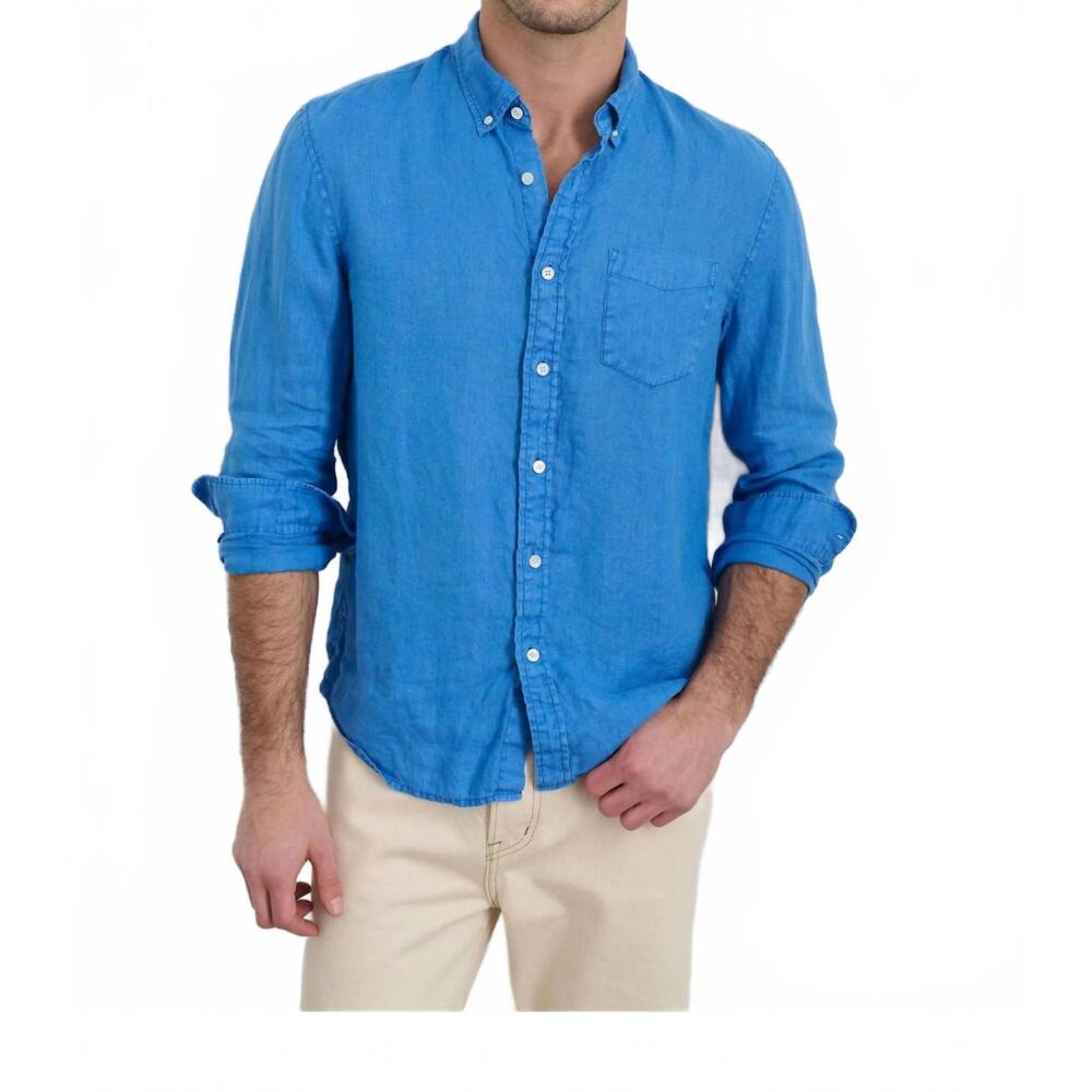 NEW ALEX MILL men's long sleeve shirt in pool blue